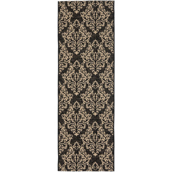 Courtyard Black and Creme 2'3" x 8' Runner Outdoor Area Rug