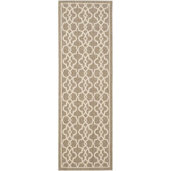 Courtyard Mocha and Beige 2'7" x 8'2" Runner Outdoor Area Rug