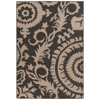 Alfresco ALF-9615 Black 7'6" x 10'9" Area Rug, Indoor/Outdoor