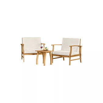 2-Seater Acacia Wood Bistro Patio Conversation Set - Water Resistant -  3 Piece Set