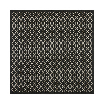 Courtyard Black and Beige 7'10" x 7'10" Square Outdoor Area Rug