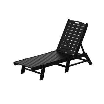 Poly Reclining Outdoor Patio Chaise Lounge Chair Adjustable