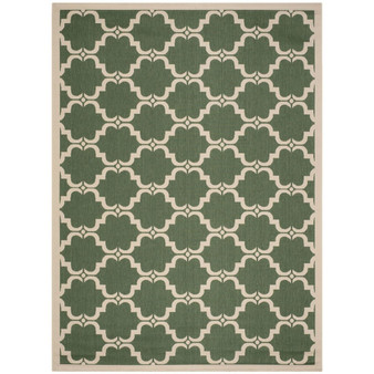 Courtyard Dark Green and Beige 8' x 11' Outdoor Area Rug