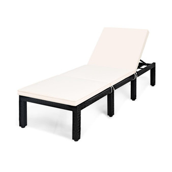 Patio Rattan Lounge Chair Chaise Couch Cushioned Height Adjustable