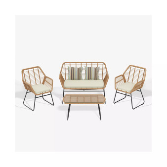 4-Piece Wicker Outdoor Patio Conversation Set