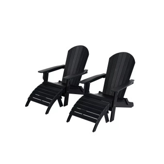 4-Piece Outdoor Folding Adirondack Chair with Footrest Ottoman Set