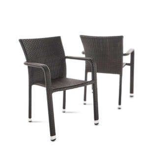 Dover Outdoor Armed Stack Chairs with Frame, Set of 2