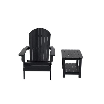 2-Piece Outdoor Folding Adirondack Chair with Side Table Set