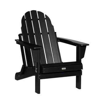 Folding Adirondack Chair, All Weather Outdoor Fire Pit Seating HDPE Lounger Chair for Patio Deck and Lawn Furniture, Black