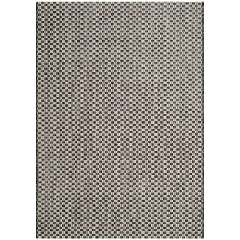 Courtyard Black and Light Gray 5'3" x 7'7" Sisal Weave Outdoor Area Rug