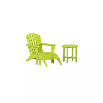 Outdoor Adirondack Chair with Ottoman Side Table Set