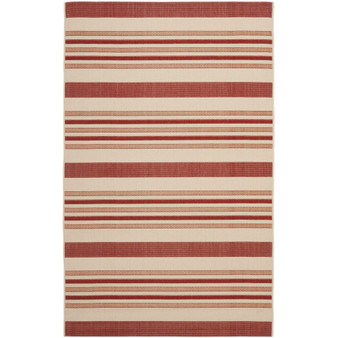 Courtyard Beige and Red 5'3" x 7'7" Outdoor Area Rug