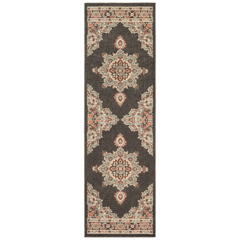 Alfresco ALF-9671 Black 2'3" x 11'9" Runner Area Rug, Indoor/Outdoor