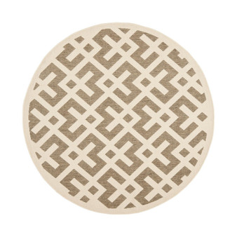 Courtyard Brown and Bone 7'10" x 7'10" Round Outdoor Area Rug