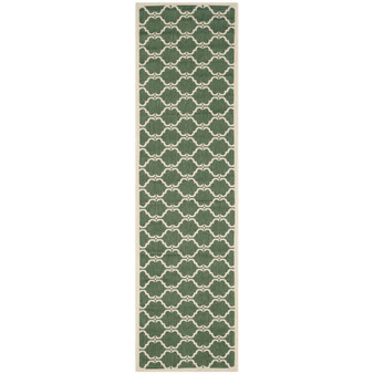 Courtyard Dark Green and Beige 2'3" x 8' Runner Outdoor Area Rug