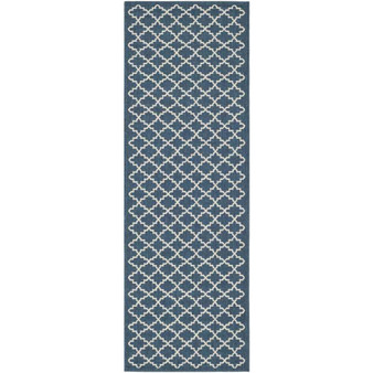 Courtyard Navy and Beige 2'3" x 8' Sisal Weave Runner Outdoor Area Rug