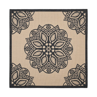 Courtyard Beige and Black 6'7" x 6'7" Sisal Weave Square Outdoor Area Rug
