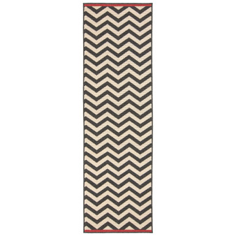 Alfresco ALF-9646 Black 2'3" x 7'9" Runner Area Rug, Indoor/Outdoor