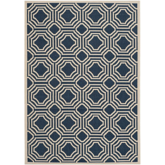 Courtyard Navy and Beige 4' x 5'7" Outdoor Area Rug