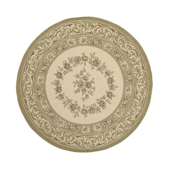 Courtyard Cream and Green 5'3" x 5'3" Sisal Weave Round Outdoor Area Rug