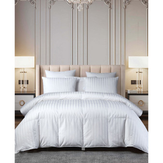 Hungarian Goose Down All Season Damask Stripe Comforter, Twin