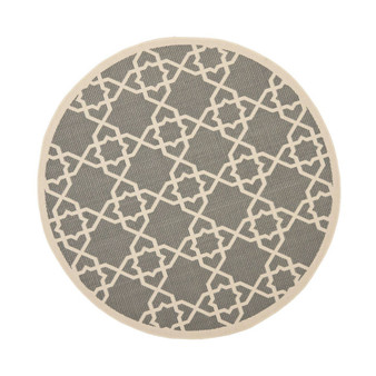 Courtyard Gray and Beige 5'3" x 5'3" Round Outdoor Area Rug