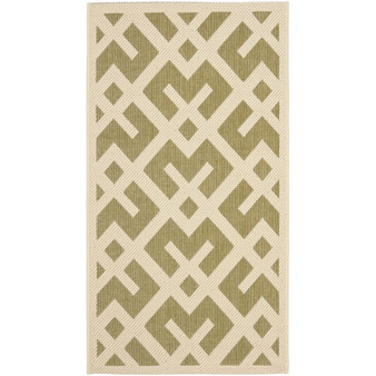 Courtyard Green and Bone 2'7" x 5' Outdoor Area Rug