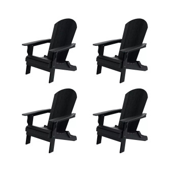 Outdoor Patio All-weather Folding Adirondack Chair Set of 4