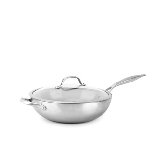 Venice Pro Stainless Steel 12" Ceramic Nonstick Covered Wok