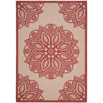 Courtyard Beige and Red 9' x 12' Sisal Weave Outdoor Area Rug