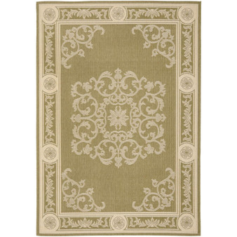 Courtyard Olive and Natural 5'3" x 5'3" Round Outdoor Area Rug