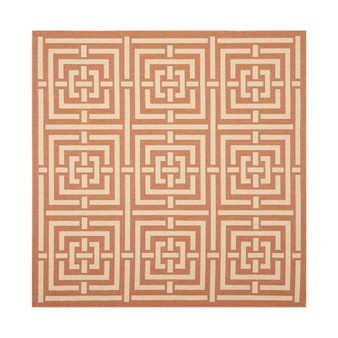 Courtyard Terracotta and Cream 6'7" x 6'7" Square Outdoor Area Rug