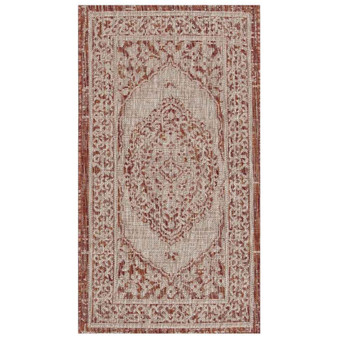 Courtyard Light Beige and Terracotta 2'7" x 5' Sisal Weave Outdoor Area Rug