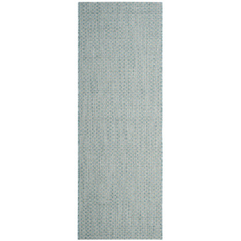 Courtyard Light Blue and Light Grey 2'3" x 12' Sisal Weave Runner Outdoor Area Rug