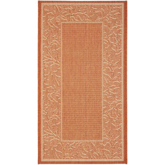 Courtyard Terracotta and Natural 6'7" x 6'7" Sisal Weave Round Outdoor Area Rug