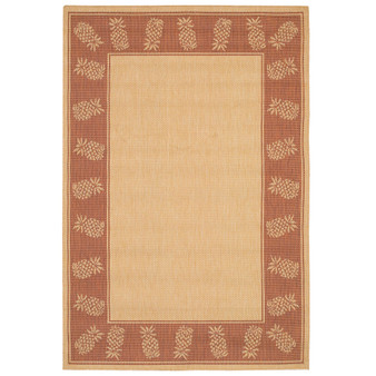 CLOSEOUT! Recife Tropics Machine-Washable Natural/Terracotta 2'3" x 7'10" Indoor/Outdoor Runner