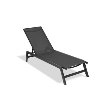 Outdoor Chaise Lounge Chair, Five-Position Adjustable Aluminum Recliner, All Weather For Patio, Beach, Yard, Pool(Grey Frame/Black Fabric)