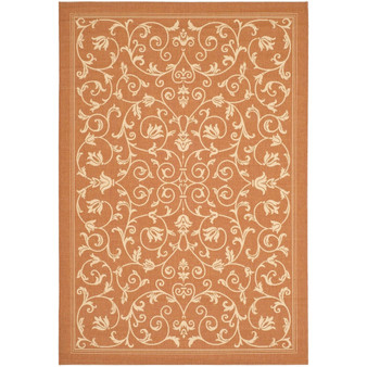 Courtyard Terracotta and Natural 2'7" x 5' Outdoor Area Rug