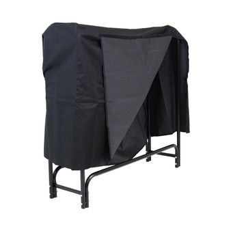 4 ft Powder-Coated Steel Firewood Log Rack with Black Cover