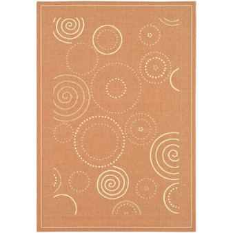 Courtyard Terracotta and Natural 2'3" x 6'7" Runner Outdoor Area Rug