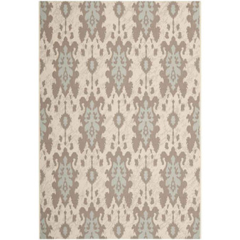 Courtyard Beige Dark Beige and Aqua Weft 2'7" x 5' Sisal Weave Outdoor Area Rug
