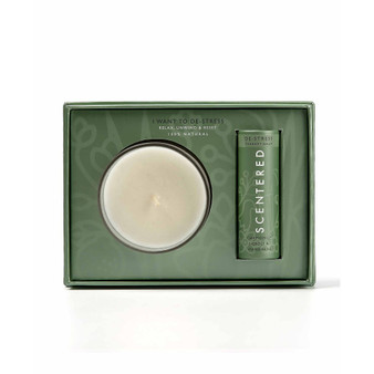 I Want To De-Stress 2 Pieces Gift Set, 0.17 oz Balm and 3 oz Candle