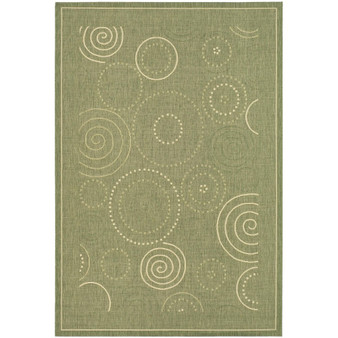 Courtyard Olive and Natural 6'7" x 9'6" Sisal Weave Outdoor Area Rug