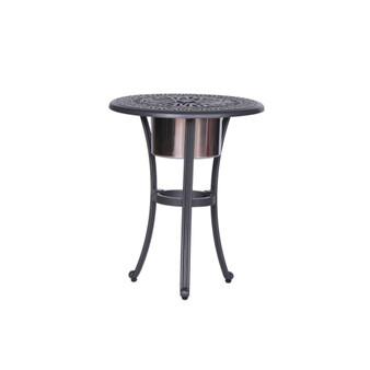 Outdoor Patio Aluminum Round Bistro Table/Side Table with Ice Bucket