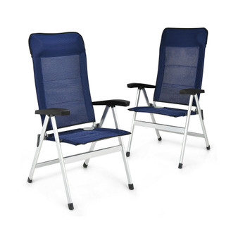 2PCS Patio Dining Chair Aluminum Camping Adjust Portable Headrest