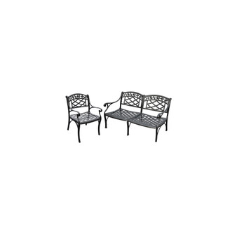 Sedona 2 Piece Cast Aluminum Outdoor Conversation Seating Set - Loveseat And Club Chair