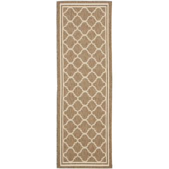 Courtyard Brown and Bone 2'3" x 12' Runner Outdoor Area Rug