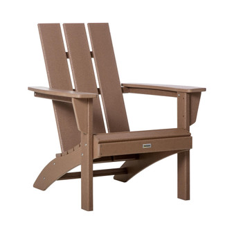 Plastic Adirondack Chair, All Weather HDPE Lounger Chair Outdoor Fire Pit Seating with High Back and Wide Seat for Patio, Backyard, Garden, Lawn, Brown