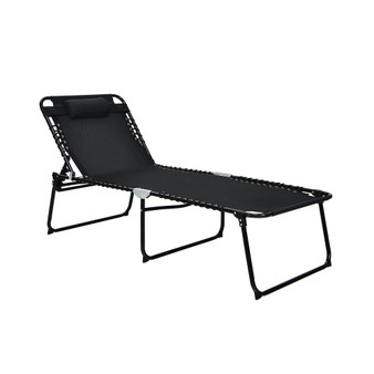 Folding Lounge Chaise Chair 4 Position Patio Recliner w/Pillow Sunbathe Chair