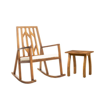 Nuna Outdoor Rocking Chair with Cushion and Accent Table